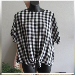 Madewell| Gingham Tie Blouse Medium